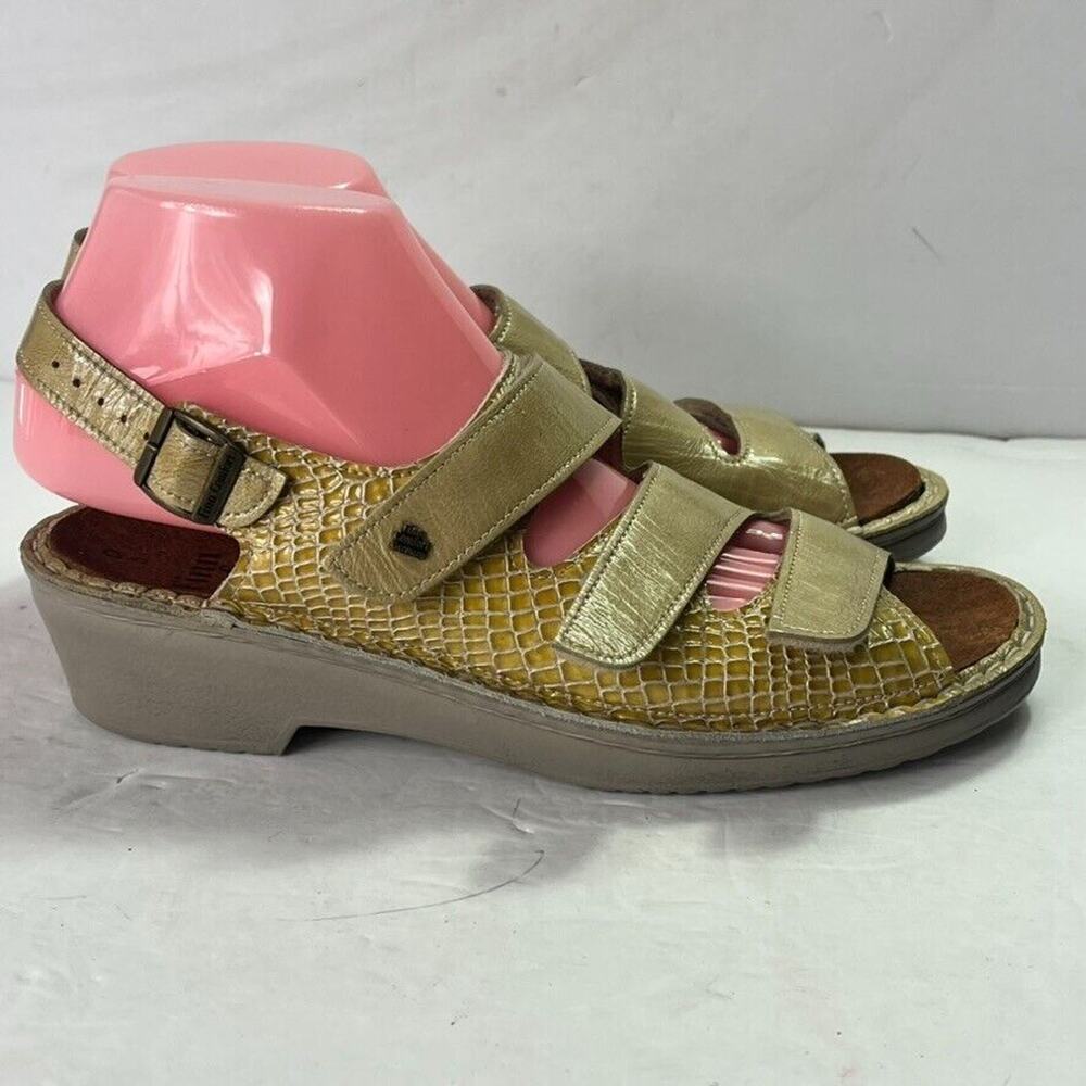 Finn Comfort Sandals Women's Size 36D 6 Jamaica Triple Strap Leather Snake Print - Picture 4 of 12